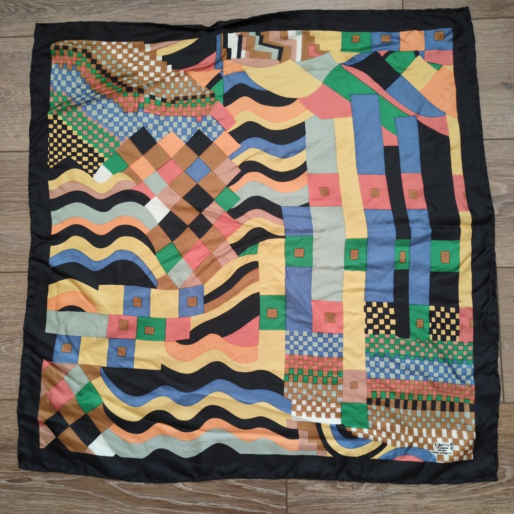 Vtg Liberty of London Silk Scarf Collier Campbell Bauhaus Geometric Abstract - Picture 5 of 9